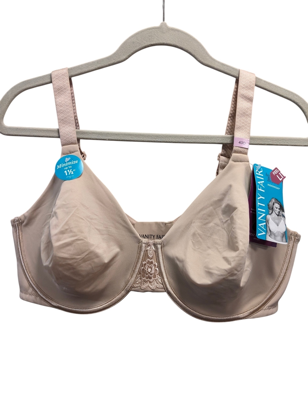 Vanity Fair Beige Minimizer Full Figure Bra- 40 D Style 76080